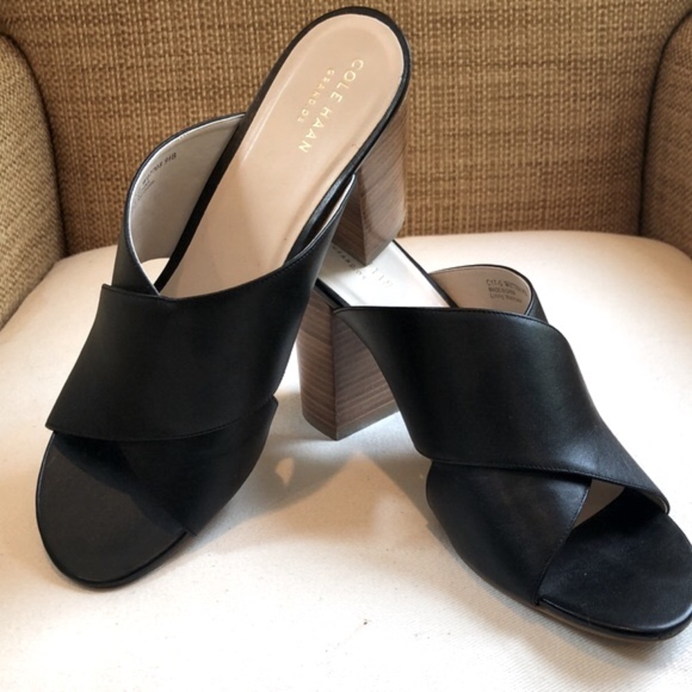 Cole Haan Black Leather Slide size 9 1/2